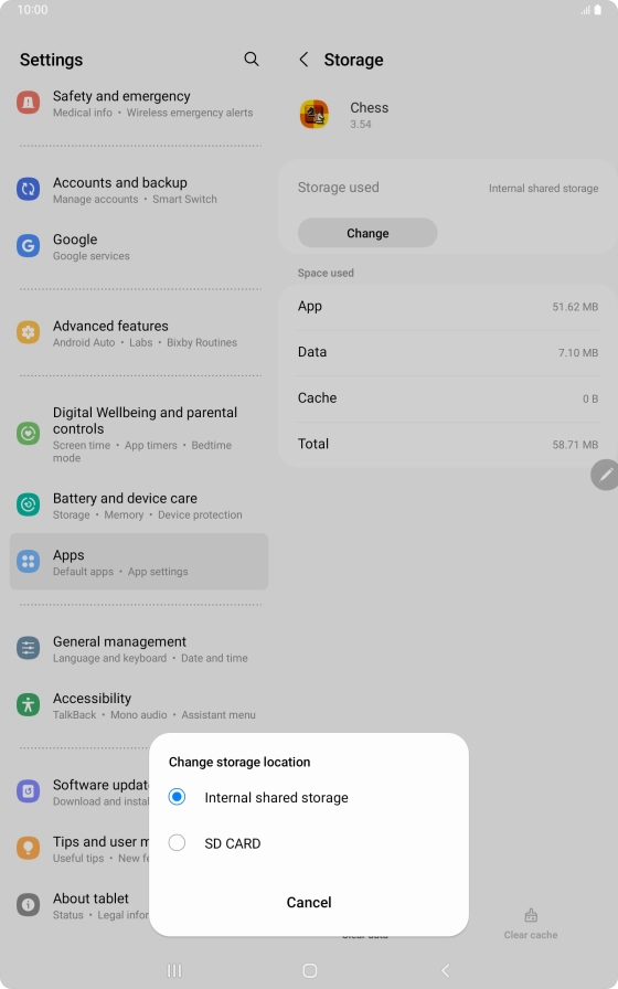 Press the name of the memory card.