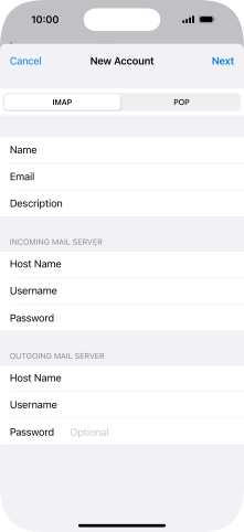 Press Password and key in the password for your email account. Please note that if you're using Vodafone's outgoing server, leave the password field empty.