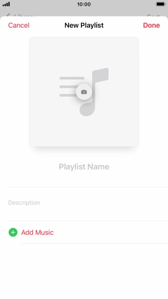 Press the text input field and key in a name for the playlist.