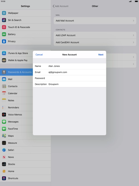 Press Description and key in the required name.