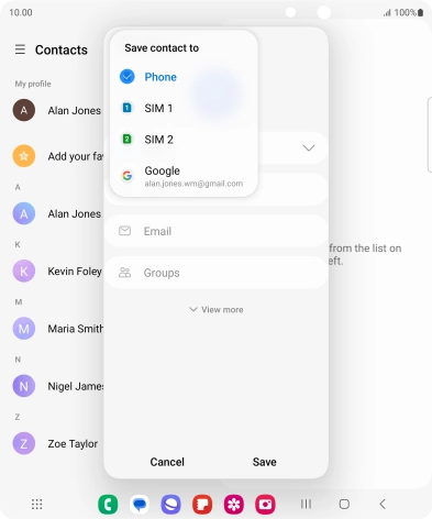 Press the required Google account.