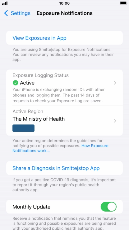 Press Exposure Logging Status.