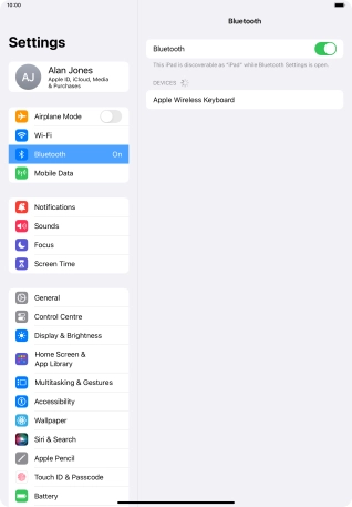 Press the required Bluetooth device and follow the instructions on the screen to pair the device with your tablet.