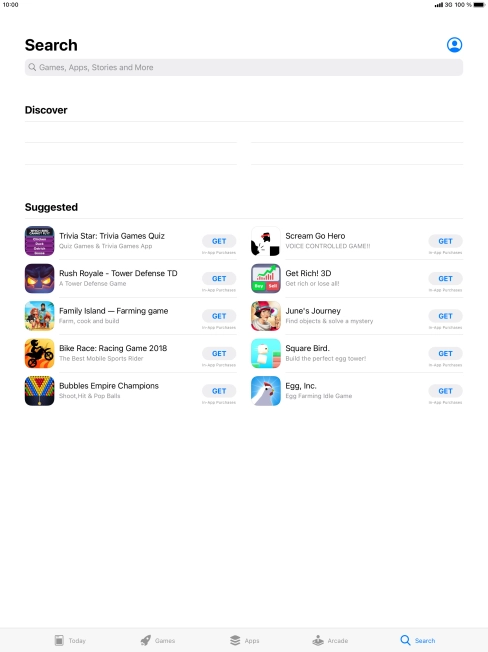 Press the search field.