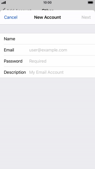 Press Email and key in your email address.