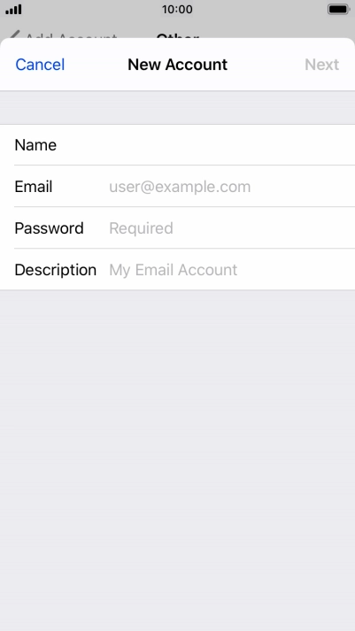Press Email and key in your email address.