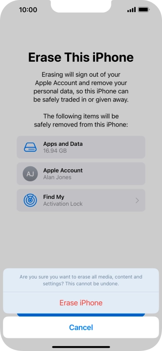 Press Erase iPhone.