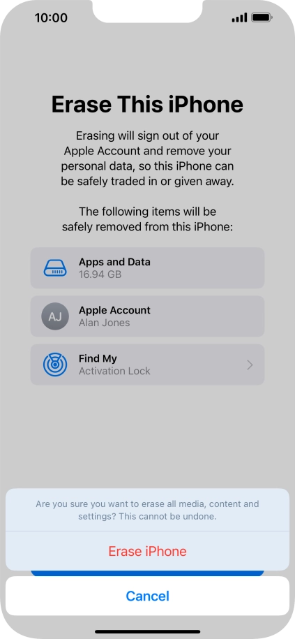 Press Erase iPhone.