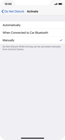 Press the required setting.