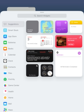 Press the required widget.