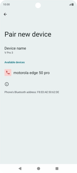 Press the required Bluetooth device and follow the instructions on the screen to pair the device with your phone.
