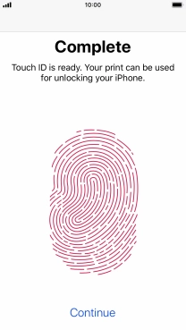 Press Continue. If you haven't previously selected a phone lock code, key in a code of your own choice twice.