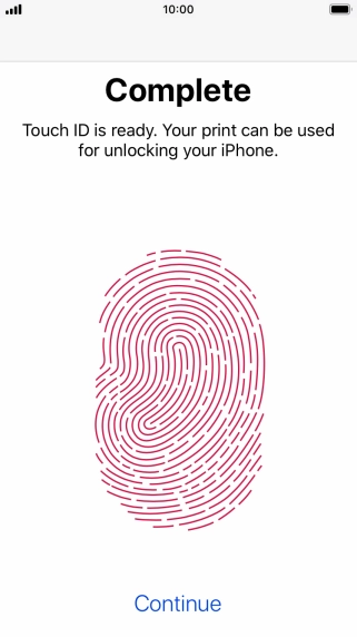 Press Continue. If you haven't previously selected a phone lock code, key in a code of your own choice twice.