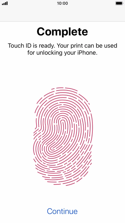 Press Continue. If you haven't previously selected a phone lock code, key in a code of your own choice twice.