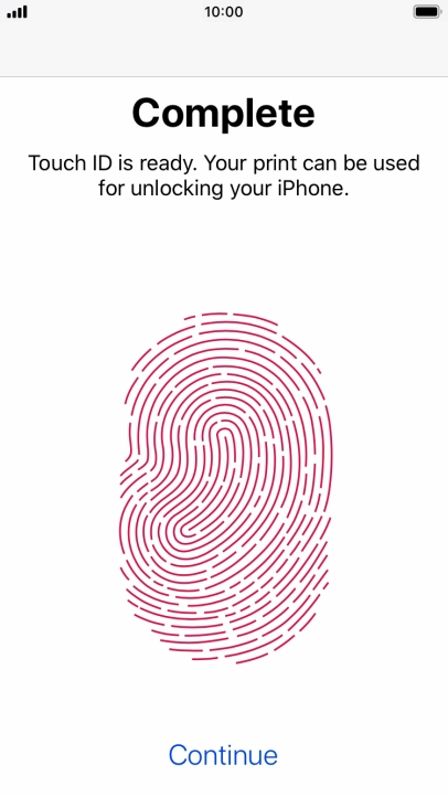 Press Continue. If you haven't previously selected a phone lock code, key in a code of your own choice twice.
