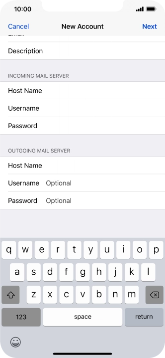 Press Username and key in the username for your email account. Please note that if you're using Vodafone's outgoing server, leave the username field empty.