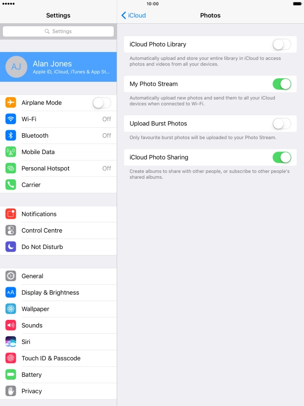 Press the indicator next to 