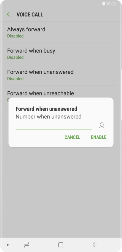 Key in +61414121121 and press ENABLE.