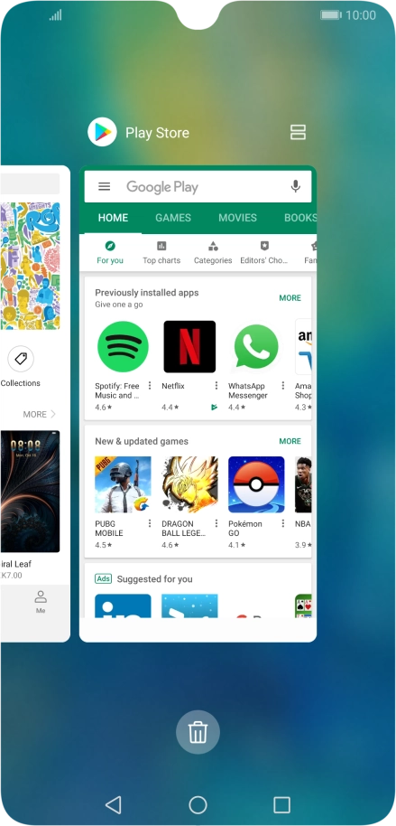 To end one running application, slide your finger upwards on the required application.