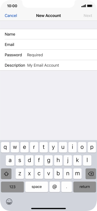 Press Password and key in the password for your email account.
