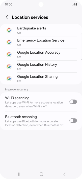 Press Google Location Accuracy.