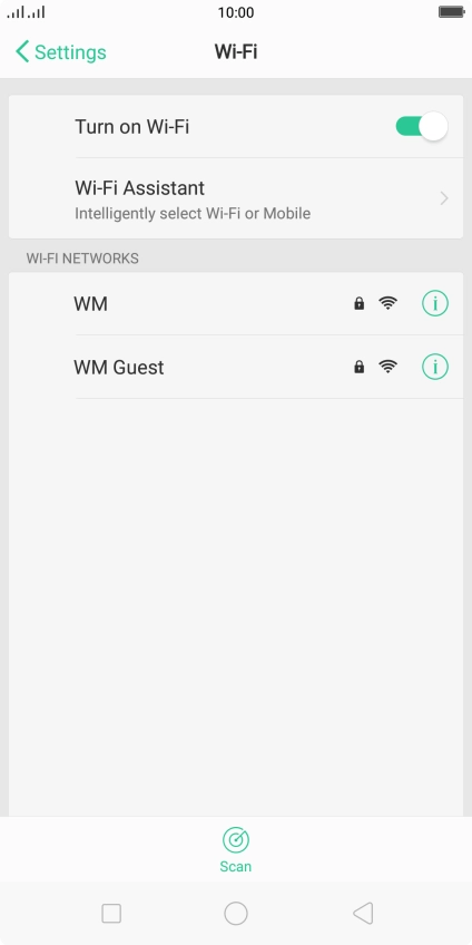 Press the required Wi-Fi network.