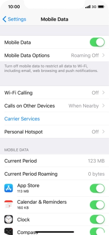 Press Mobile Data Options.