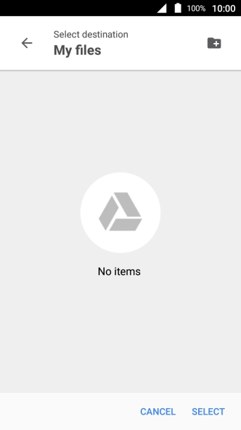 To create a new folder, press the new folder icon and follow the instructions on the screen to create a new folder.