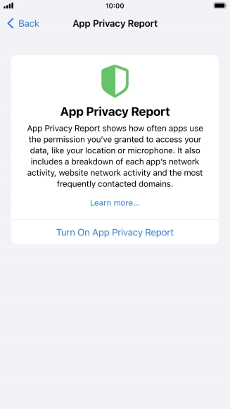 Press Turn On App Privacy Report to turn on the function.