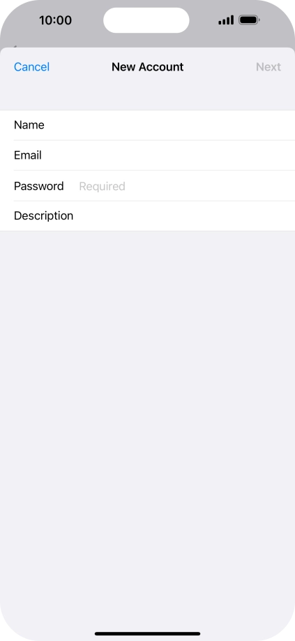 Press Password and key in the password for your email account.