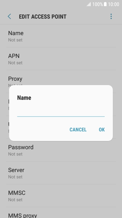 Key in Vodafone Internet and press OK.