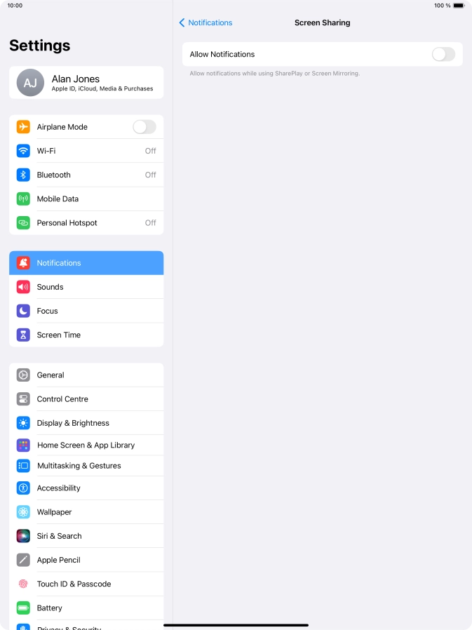 Press the indicator next to 