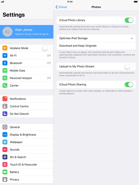 Press the indicator next to 