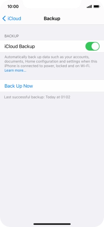 Press Back Up Now and wait while the phone memory is backed up.