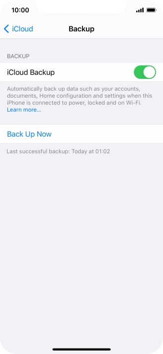 Press Back Up Now and wait while the phone memory is backed up.