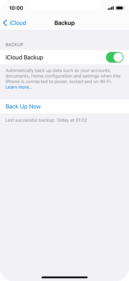 Press Back Up Now and wait while the phone memory is backed up.