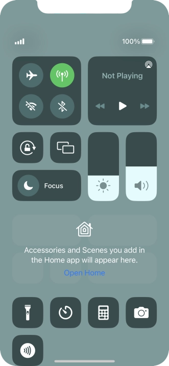 Press the flight mode icon to turn the function on or off.