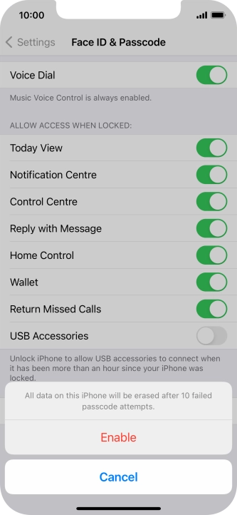 If you turn on the function, press Enable.