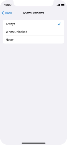 To select notification preview on the lock screen, press Always.