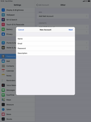 Press Description and key in the required name.