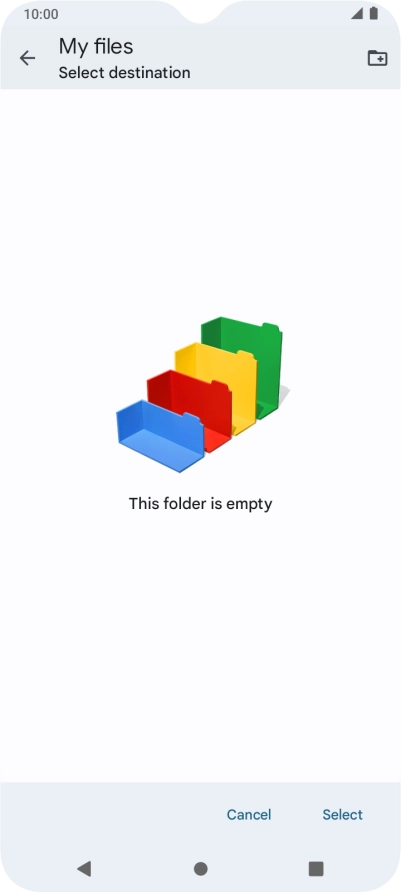 To create a new folder, press the new folder icon and follow the instructions on the screen to create a new folder.