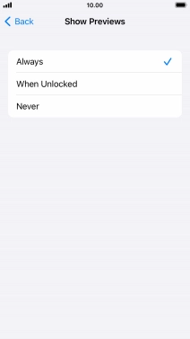 To select notification preview on the lock screen, press Always.