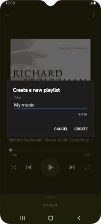 Key in a name for the playlist and press CREATE.