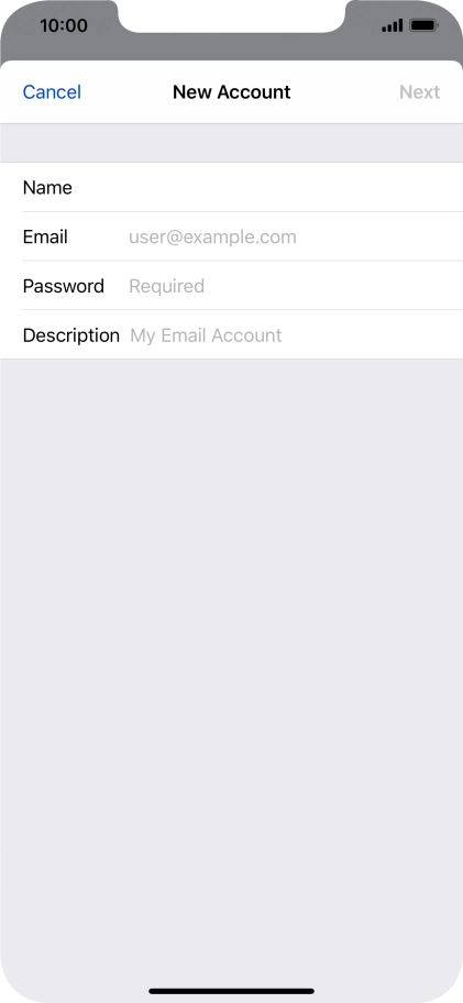 Press Email and key in your email address.