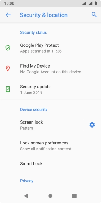 Press Screen lock and key in the phone lock code you created earlier.