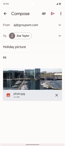 Press the send icon when you've finished your email message.
