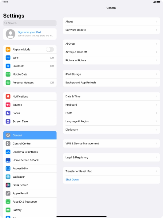 Press Sign in to your iPad.
