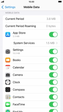 Press the indicators next to the required applications to turn the function on or off.