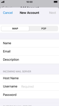 Press Username and key in the username for your email account.