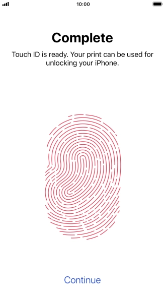 Press Continue. If you haven't previously selected a phone lock code, key in a code of your own choice twice.